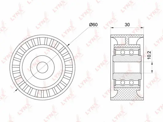 PB-3108 LYNXAUTO Паразитный / Ведущий ролик, зубчатый ремень (фото 1)