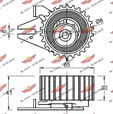 03.81608 AUTOKIT Паразитный / Ведущий ролик, зубчатый ремень (фото 2)