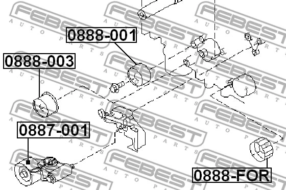 0888-003 FEBEST Паразитный / Ведущий ролик, зубчатый ремень (фото 2)