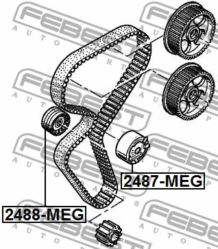 2488-MEG FEBEST Паразитный / Ведущий ролик, зубчатый ремень (фото 2)