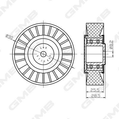 GTC0800 GMB Паразитный / Ведущий ролик, зубчатый ремень (фото 1)