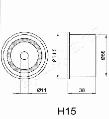 BE-H15 JAPANPARTS Устройство для натяжения ремня, ремень ГРМ (фото 2)