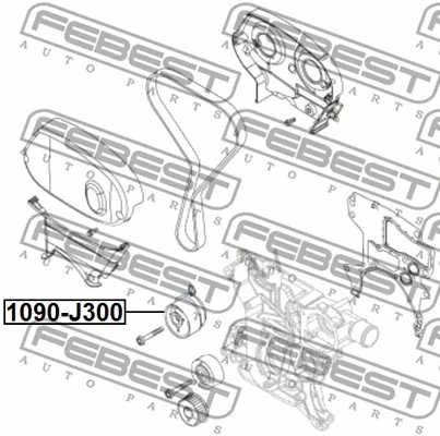 1090-J300 FEBEST Устройство для натяжения ремня, ремень ГРМ (фото 2)