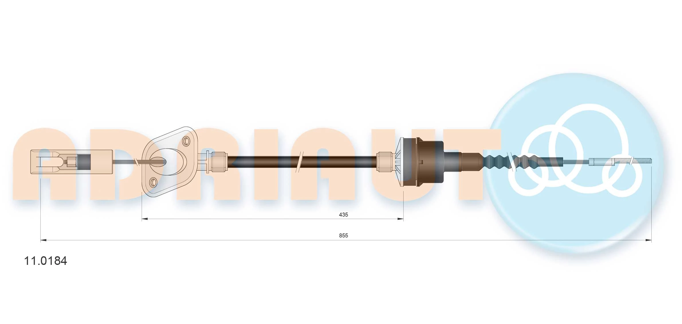 11.0184 ADRIAUTO Трос, управление сцеплением (фото 1)