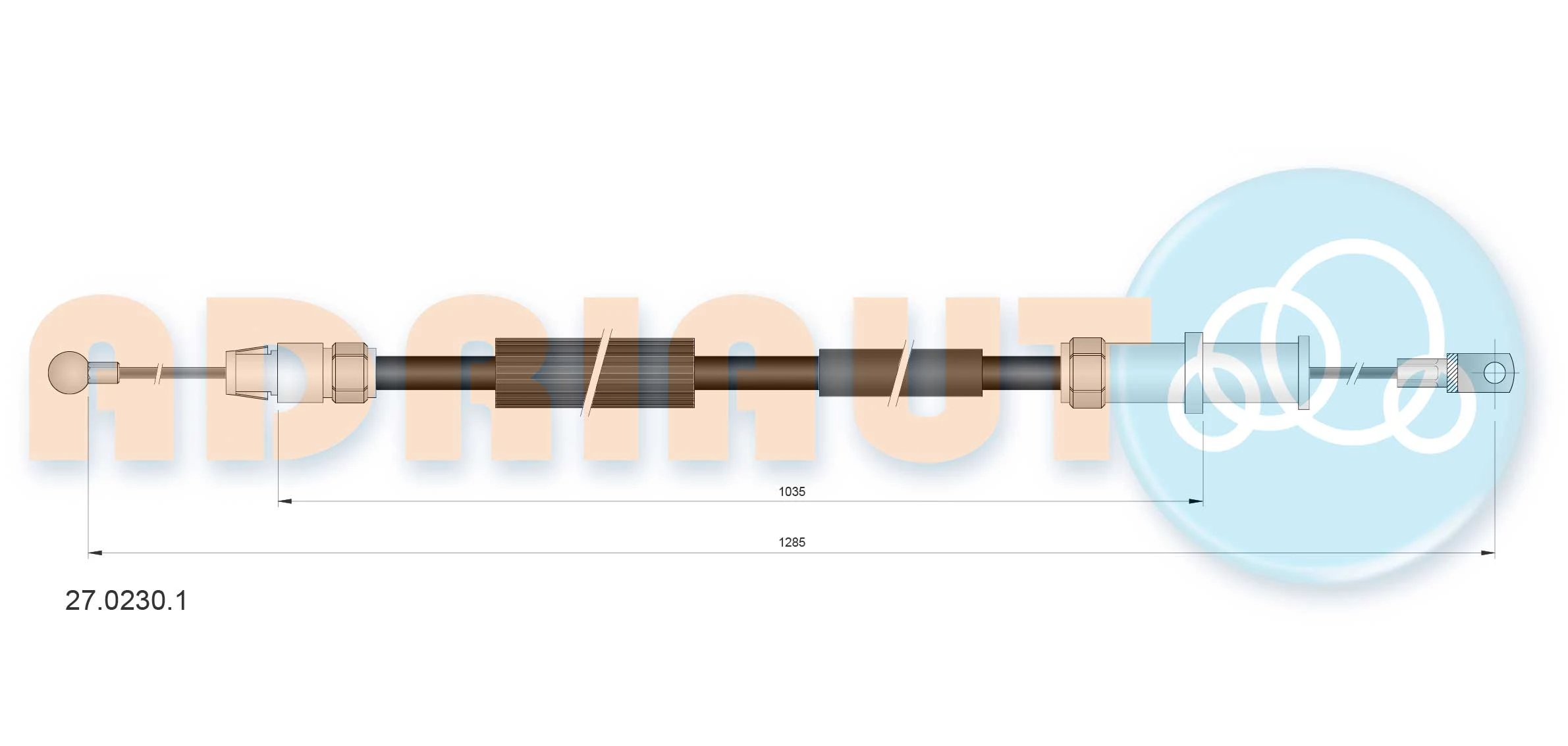 27.0230.1 ADRIAUTO Тросик, cтояночный тормоз (фото 1)