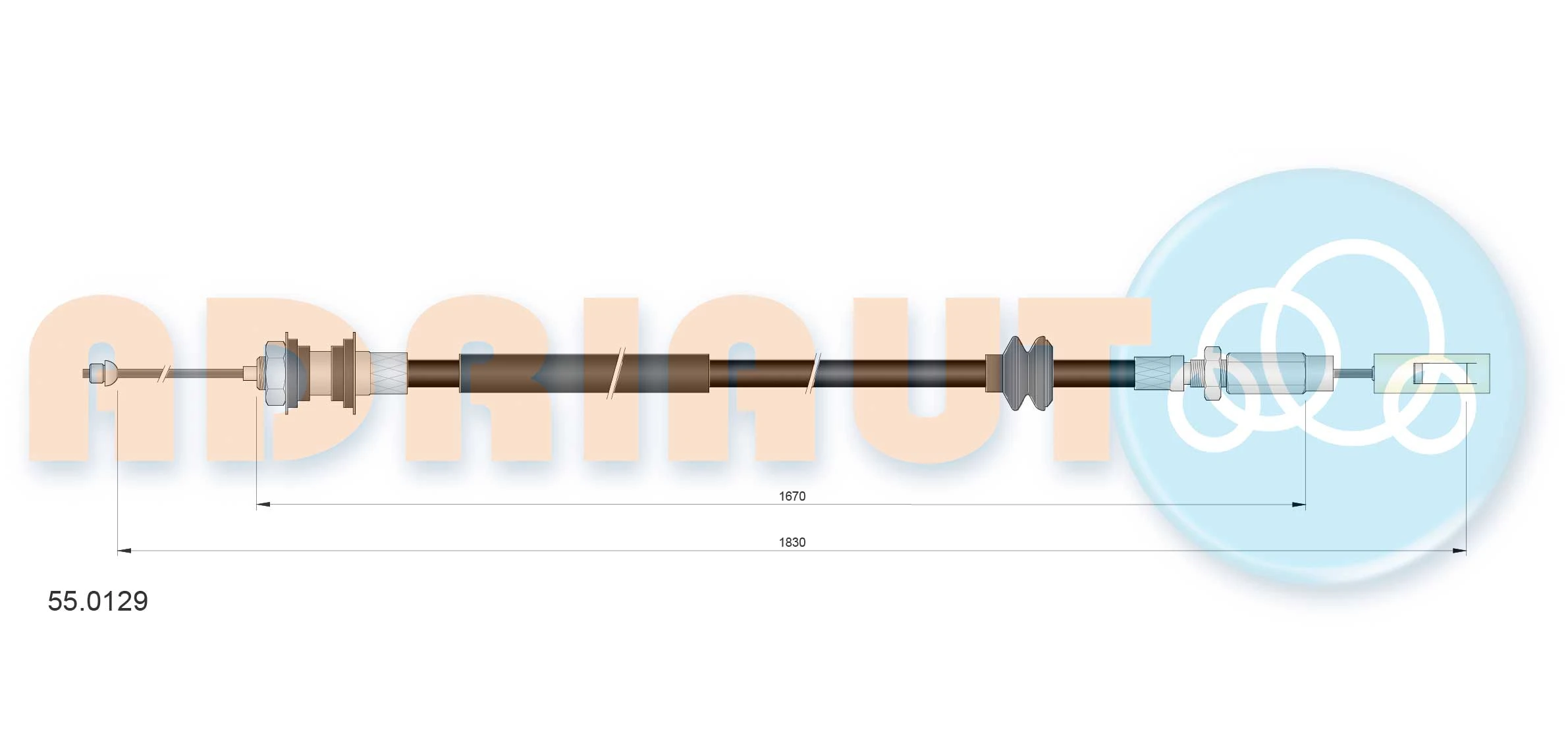 55.0129 ADRIAUTO Трос, управление сцеплением (фото 1)