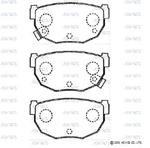 SN551P ADVICS Комплект тормозных колодок, дисковый тормоз (фото 4)