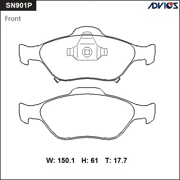 SN901P ADVICS Комплект тормозных колодок, дисковый тормоз (фото 2)