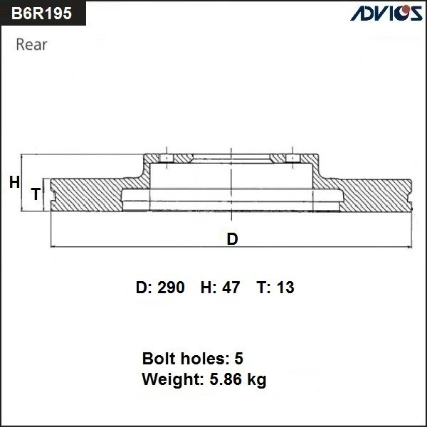 B6R195B ADVICS Тормозной диск (фото 2)