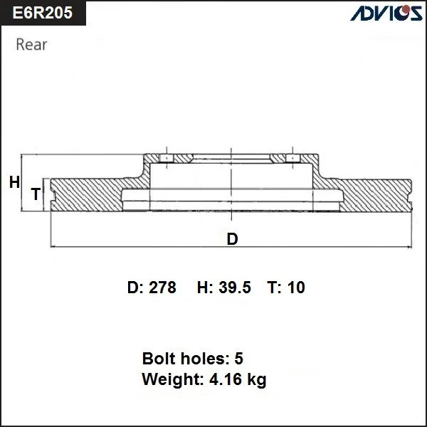 E6R205B ADVICS Тормозной диск (фото 2)