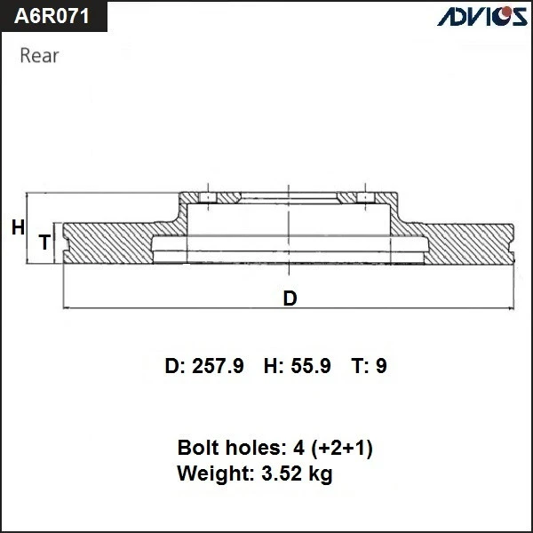 A6R071B ADVICS Тормозной диск (фото 2)