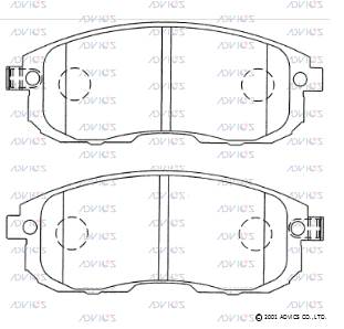 SN954P ADVICS Комплект тормозных колодок, дисковый тормоз (фото 3)