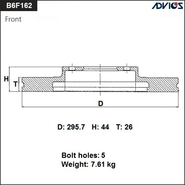 B6F162B ADVICS Тормозной диск (фото 2)