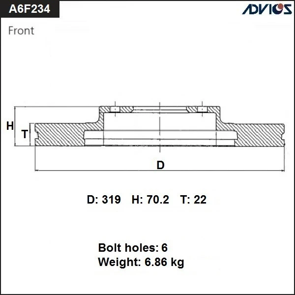 A6F234B ADVICS Тормозной диск (фото 2)