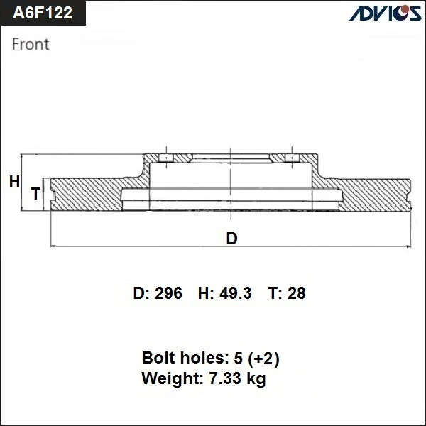 A6F122B ADVICS Тормозной диск (фото 2)