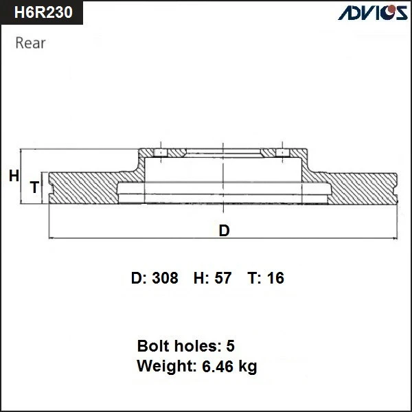 H6R230B ADVICS Тормозной диск (фото 2)