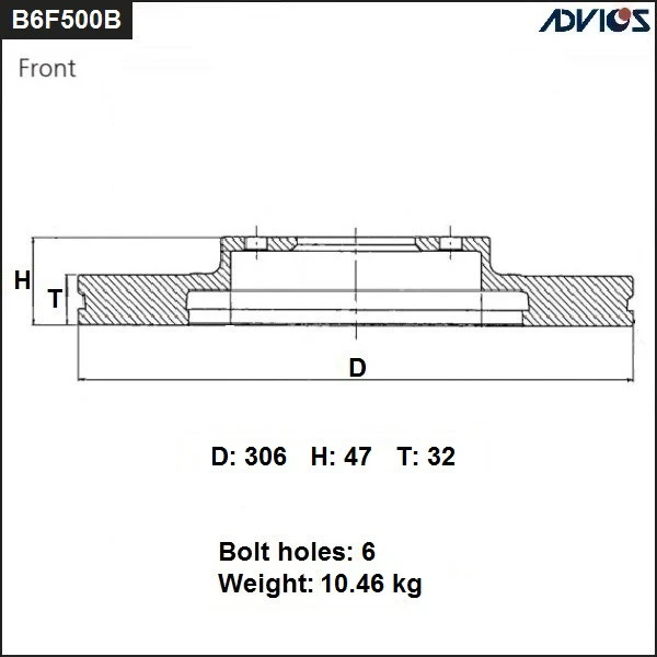 B6F500B ADVICS Тормозной диск (фото 2)