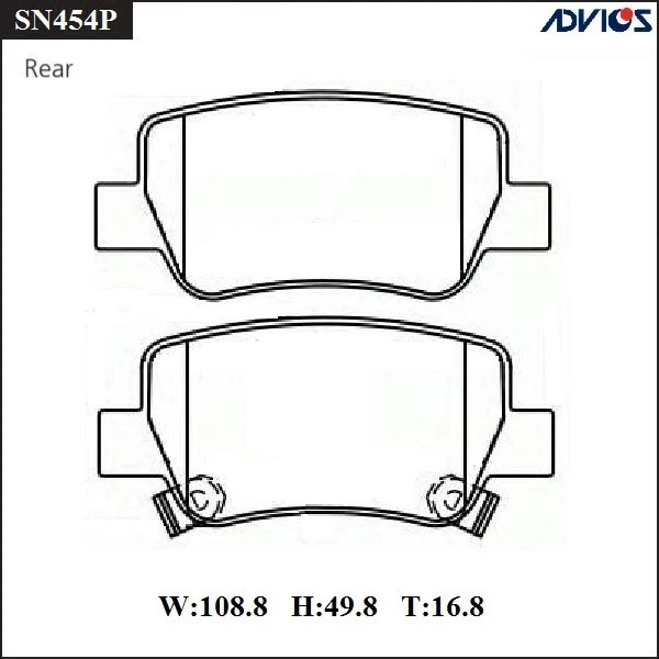 SN454P ADVICS Комплект тормозных колодок, дисковый тормоз (фото 2)