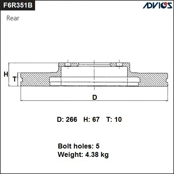 F6R351B ADVICS Тормозной диск (фото 2)