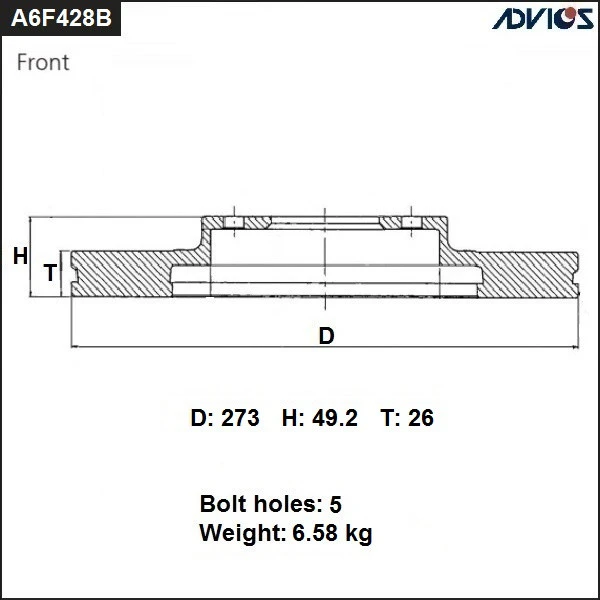 A6F428B ADVICS Тормозной диск (фото 2)