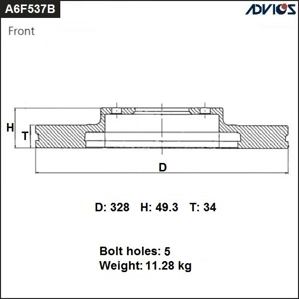 A6F537B ADVICS Тормозной диск (фото 2)
