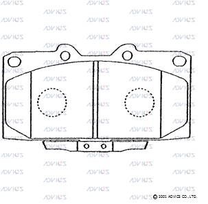 SN258P ADVICS Комплект тормозных колодок, дисковый тормоз (фото 3)