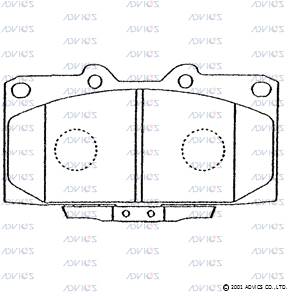 SN258P ADVICS Комплект тормозных колодок, дисковый тормоз (фото 4)