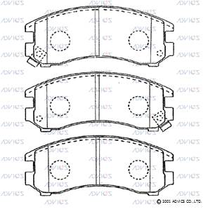 SN760P ADVICS Комплект тормозных колодок, дисковый тормоз (фото 2)