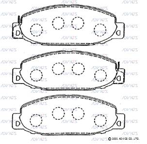 SN814P ADVICS Комплект тормозных колодок, дисковый тормоз (фото 2)