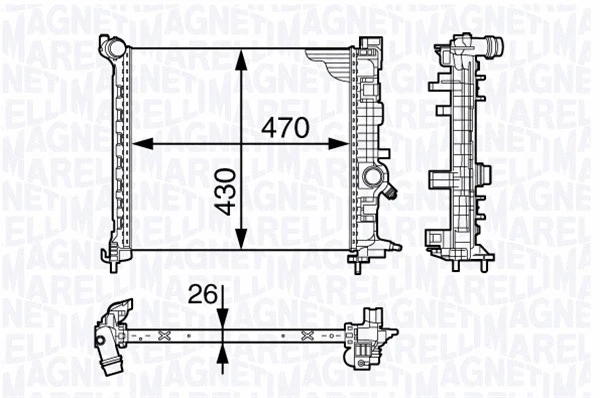 350213143300 MAGNETI MARELLI Радиатор, охлаждение двигателя (фото 1)