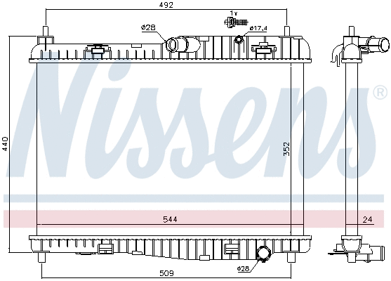 693427 NISSENS Радиатор, охлаждение двигателя (фото 1)