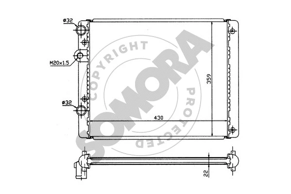 355240 SOMORA Радиатор, охлаждение двигателя (фото 1)