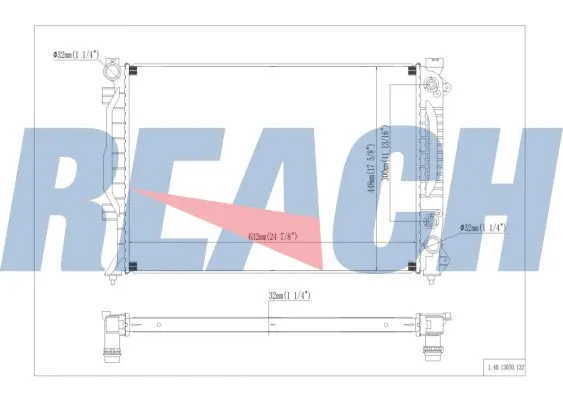 1.40.13070.132 REACH Радиатор, охлаждение двигателя (фото 1)