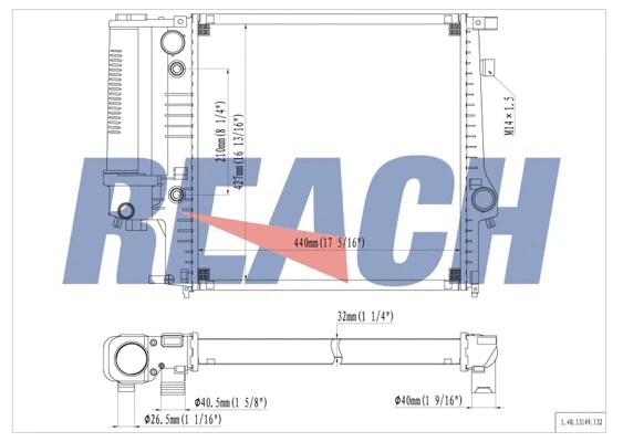 1.40.13149.132 REACH Радиатор, охлаждение двигателя (фото 1)