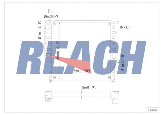 1.40.13164.132 REACH Радиатор, охлаждение двигателя (фото 1)