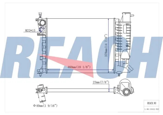 1.40.13412.523 REACH Радиатор, охлаждение двигателя (фото 1)