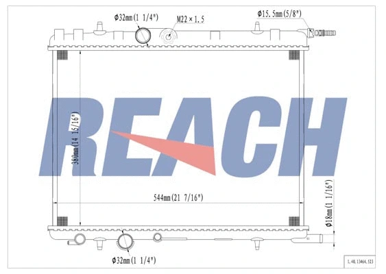 1.40.13464.523 REACH Радиатор, охлаждение двигателя (фото 1)