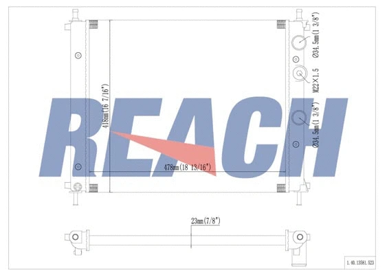 1.40.13581.523 REACH Радиатор, охлаждение двигателя (фото 1)