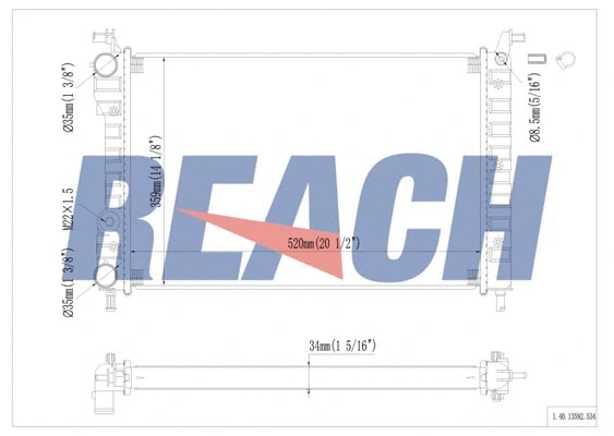 1.40.13592.534 REACH Радиатор, охлаждение двигателя (фото 1)