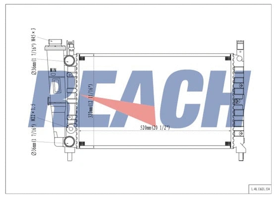 1.40.13621.534 REACH Радиатор, охлаждение двигателя (фото 1)