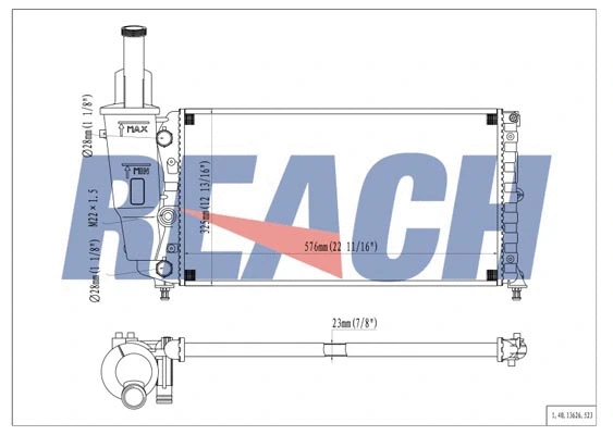 1.40.13626.523 REACH Радиатор, охлаждение двигателя (фото 1)
