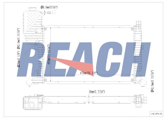 1.40.13976.136 REACH Радиатор, охлаждение двигателя (фото 1)