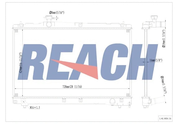 1.40.14034.116 REACH Радиатор, охлаждение двигателя (фото 1)