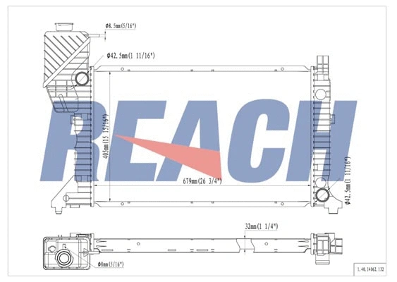 1.40.14062.132 REACH Радиатор, охлаждение двигателя (фото 1)