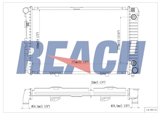 1.40.14067.132 REACH Радиатор, охлаждение двигателя (фото 1)