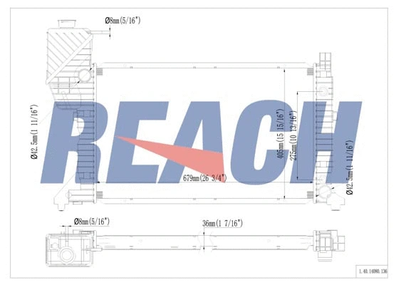 1.40.14080.136 REACH Радиатор, охлаждение двигателя (фото 1)