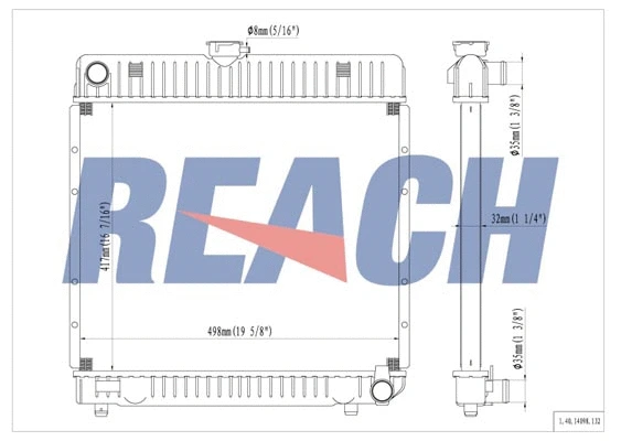 1.40.14098.132 REACH Радиатор, охлаждение двигателя (фото 1)