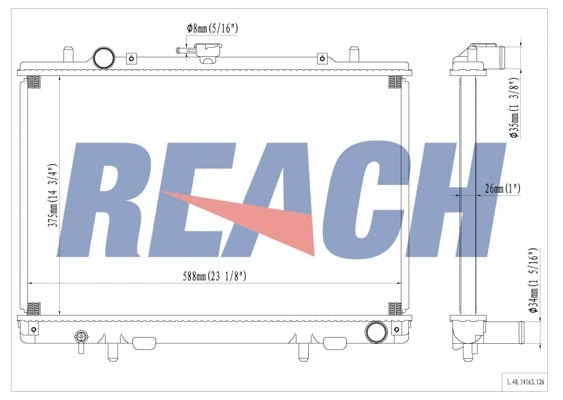 1.40.14163.126 REACH Радиатор, охлаждение двигателя (фото 1)