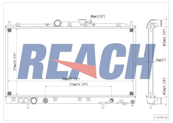 1.40.14211.126 REACH Радиатор, охлаждение двигателя (фото 1)