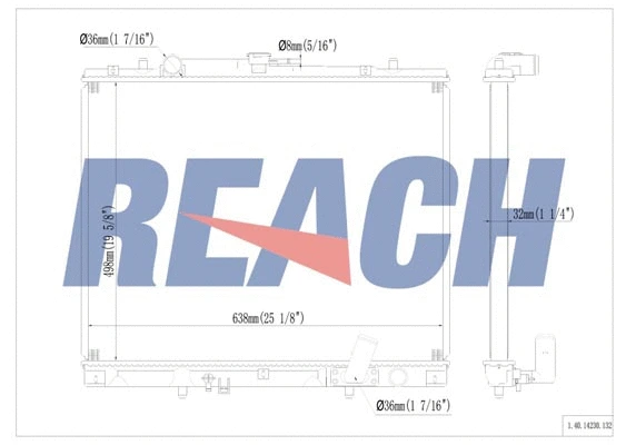 1.40.14230.132 REACH Радиатор, охлаждение двигателя (фото 1)